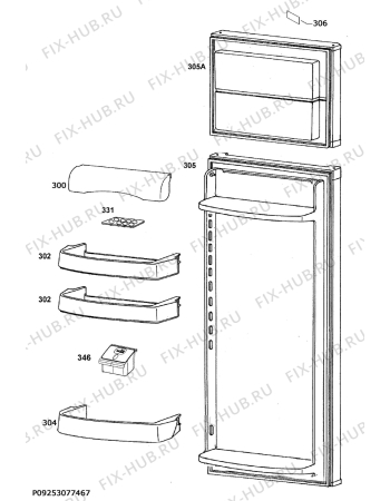 Взрыв-схема холодильника Zanussi ZRT27102WV - Схема узла Door