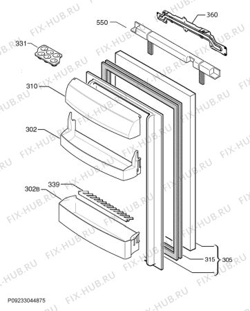 Взрыв-схема холодильника Zanussi ZQA14030DV - Схема узла Door 003