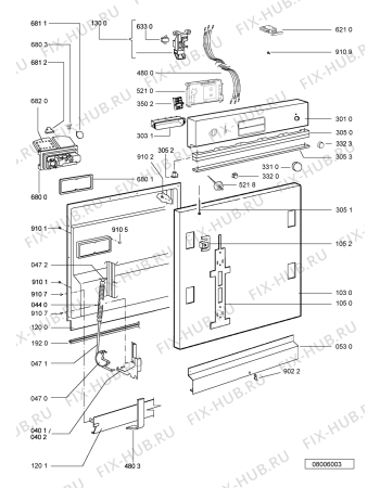 Схема №2 ADG 644 WH с изображением Сенсорная панель для посудомоечной машины Whirlpool 481245373228