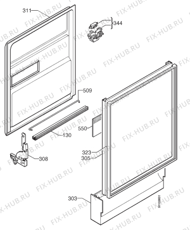 Взрыв-схема посудомоечной машины Zanussi ZW3900E - Схема узла Door 003