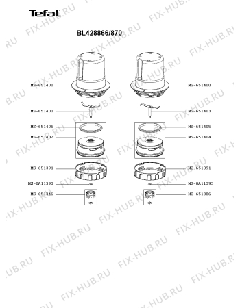 Взрыв-схема блендера (миксера) Tefal BL428866/870 - Схема узла 2P005792.6P3