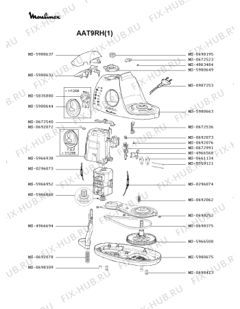 Взрыв-схема кухонного комбайна Moulinex AAT9RH(1) - Схема узла 2P000353.0P4