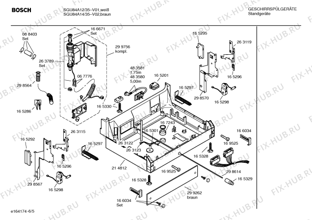 Взрыв-схема посудомоечной машины Bosch SGU84A12 Exclusiv - Схема узла 05