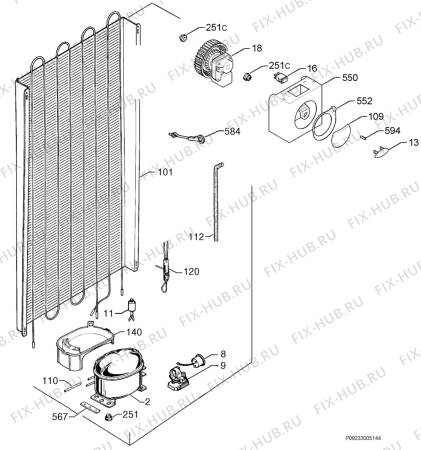 Взрыв-схема холодильника Rex FI325VA - Схема узла Cooling system 017