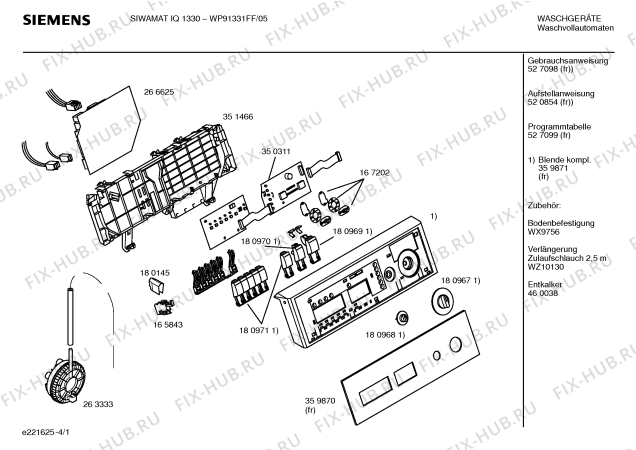 Схема №1 WP91201FF SIWAMAT IQ 1200 fuzzy plus с изображением Ручка выбора программ для стиральной машины Siemens 00180967