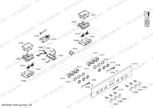 Схема №4 P1HEB63121 с изображением Панель управления для электропечи Bosch 00749343