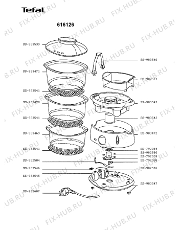 Схема №1 616113 с изображением Элемент корпуса для электромультиварки Tefal SS-983472
