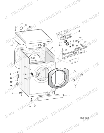 Схема №1 ARSD129EUARCADIA (F054399) с изображением Пластина для стиралки Indesit C00282216