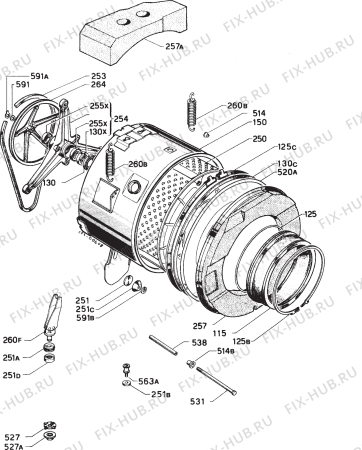 Взрыв-схема стиральной машины Electrolux WH264 - Схема узла Functional parts 267