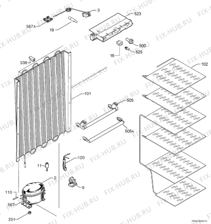 Взрыв-схема холодильника Privileg 176000_40748 - Схема узла Cooling system 017