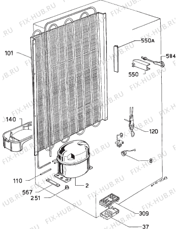 Взрыв-схема холодильника Zanussi FI2590T - Схема узла Cooling system 017