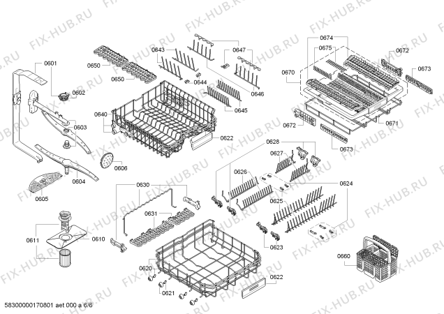 Взрыв-схема посудомоечной машины Siemens SN66T092AU Made in Germany - Схема узла 06