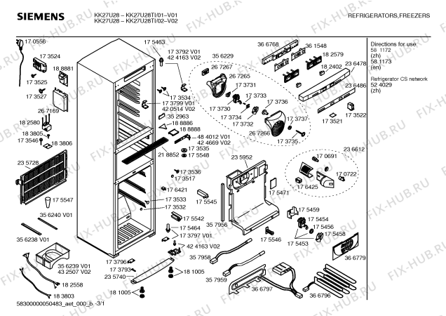 Схема №3 KK27U28TI с изображением Инструкция по эксплуатации для холодильной камеры Siemens 00581173