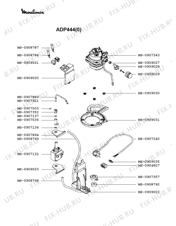 Взрыв-схема кофеварки (кофемашины) Moulinex ADP444(0) - Схема узла XP001878.9P2