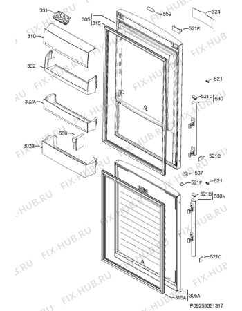 Взрыв-схема холодильника Rex Electrolux RN3458MOX - Схема узла Door 003