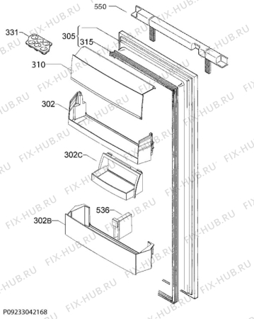 Взрыв-схема холодильника Electrolux ERY1402AOW - Схема узла Door 003