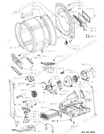 Взрыв-схема сушильной машины Whirlpool AWZ 856 - Схема узла