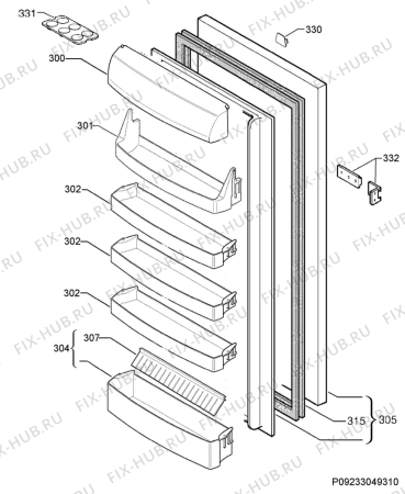 Взрыв-схема холодильника Zanussi ZBA32050SV - Схема узла Door