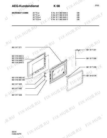 Взрыв-схема микроволновой печи Aeg MC COMBI 32 TC-D/GB - Схема узла Section1