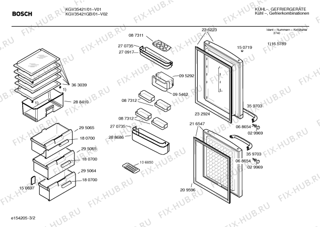 Взрыв-схема холодильника Bosch KGV35421GB - Схема узла 02