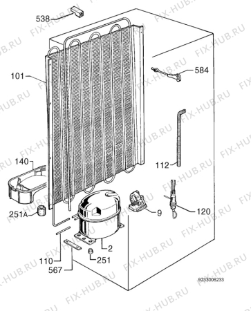 Взрыв-схема холодильника Faure FRA2158AW - Схема узла Cooling system 017