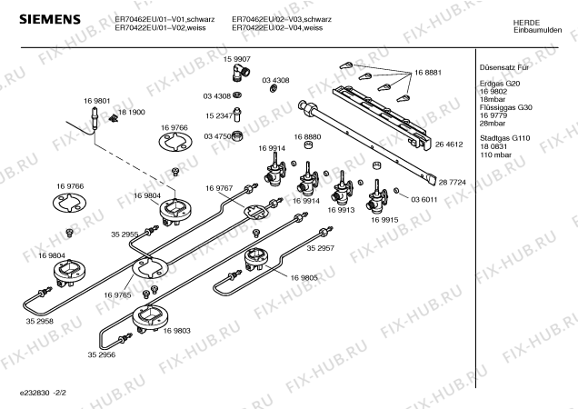 Взрыв-схема плиты (духовки) Siemens ER70462EU - Схема узла 02