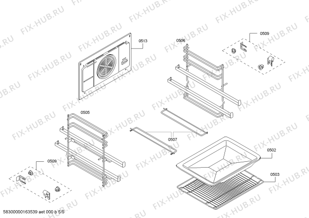 Взрыв-схема плиты (духовки) Bosch HBA74S421E H.BO.PY.L3D.IN.GLASS.B4/.B.E3_COT/ - Схема узла 05