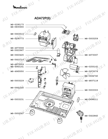 Взрыв-схема микроволновой печи Moulinex ADA72P(0) - Схема узла WP002058.8P3