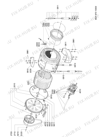 Схема №1 AWG 870 с изображением Уплотнение для стиралки Whirlpool 481253078062