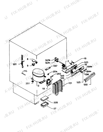 Взрыв-схема холодильника Zanussi ZU1240F - Схема узла Cooling system 017