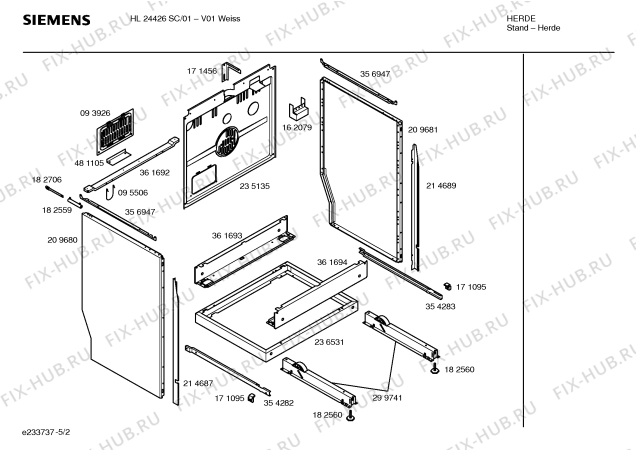 Взрыв-схема плиты (духовки) Siemens HL24426SC - Схема узла 02