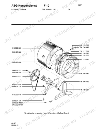 Взрыв-схема стиральной машины Aeg LAV75600-W DK - Схема узла Tub and drum
