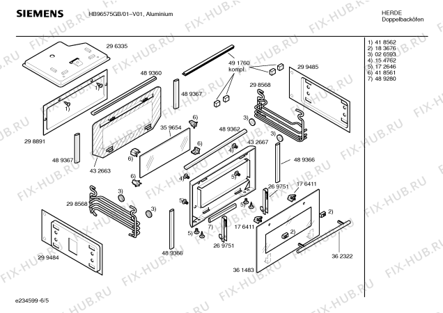 Взрыв-схема плиты (духовки) Siemens HB96575GB - Схема узла 05