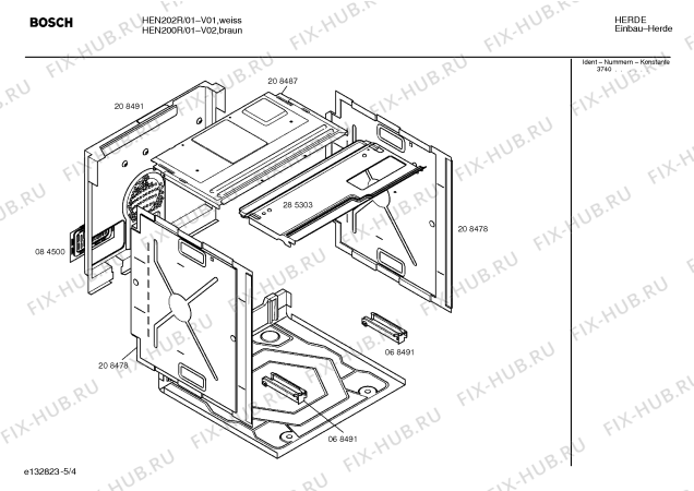 Взрыв-схема плиты (духовки) Bosch HEN202R - Схема узла 04