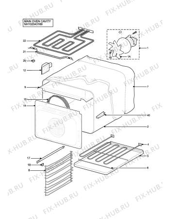 Взрыв-схема плиты (духовки) Aeg D81005WE - Схема узла H10 Main Oven Cavity (large)