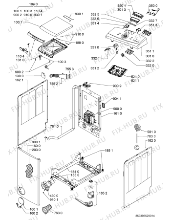 Схема №1 AWE 9850 GG с изображением Декоративная панель для стиральной машины Whirlpool 480111105177