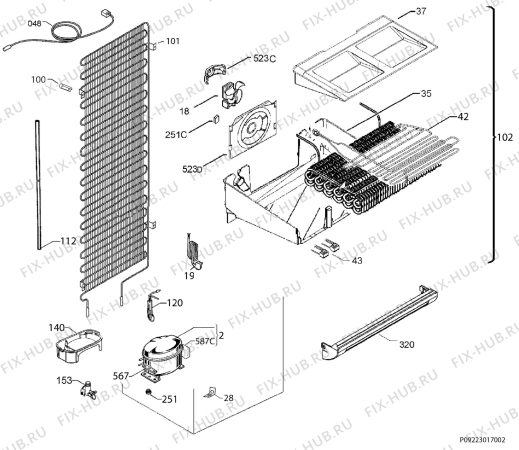 Взрыв-схема холодильника Electrolux A52700GNW1 - Схема узла Cooling system 017