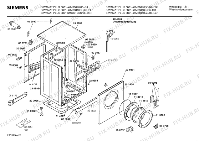 Схема №3 WM38010DS SIWAMAT PLUS 3801 с изображением Панель управления для стиральной машины Siemens 00273949