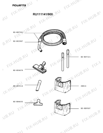 Взрыв-схема пылесоса Rowenta RU111141/900 - Схема узла RP003433.5P2