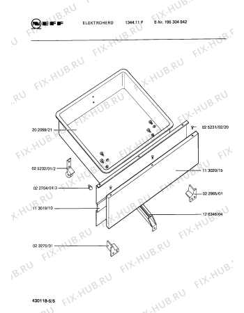 Взрыв-схема плиты (духовки) Neff 195304842 1344.11F - Схема узла 05