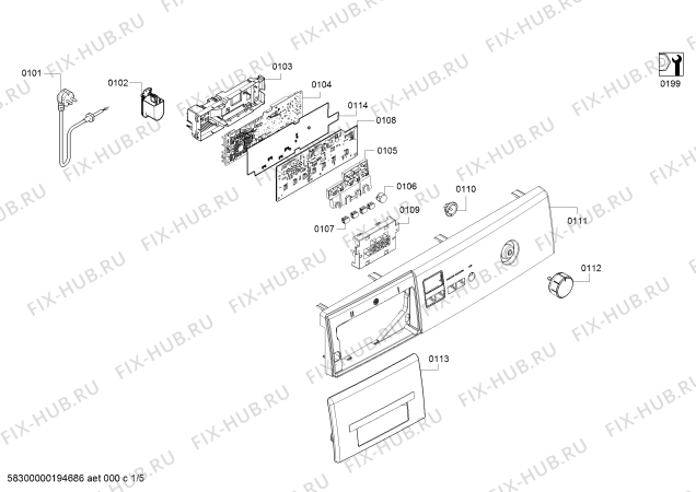 Схема №2 WAK20160IN Serie 4 с изображением Панель управления для стиралки Bosch 11019920
