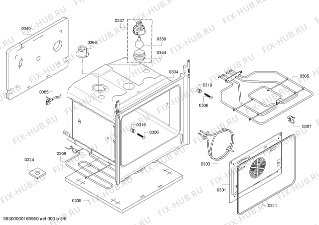 Взрыв-схема плиты (духовки) Bosch HBA23B151A - Схема узла 03