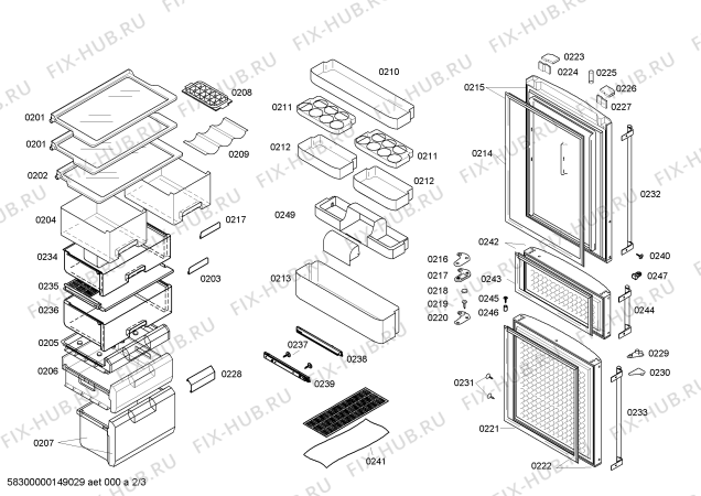 Взрыв-схема холодильника Bosch KKF29526TI - Схема узла 02
