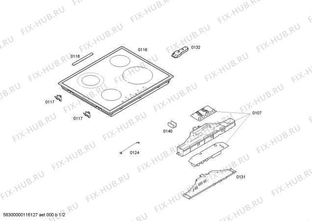 Схема №1 PKF651Q01E с изображением Стеклокерамика для плиты (духовки) Bosch 00476554