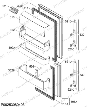 Взрыв-схема холодильника Rex Electrolux RN3453MOW - Схема узла Door 003