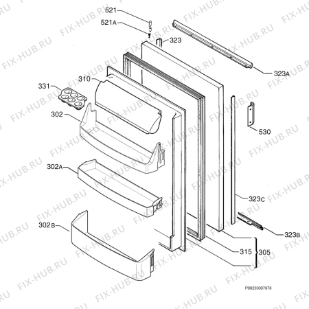 Взрыв-схема холодильника Aeg S1600-7E - Схема узла Door 003
