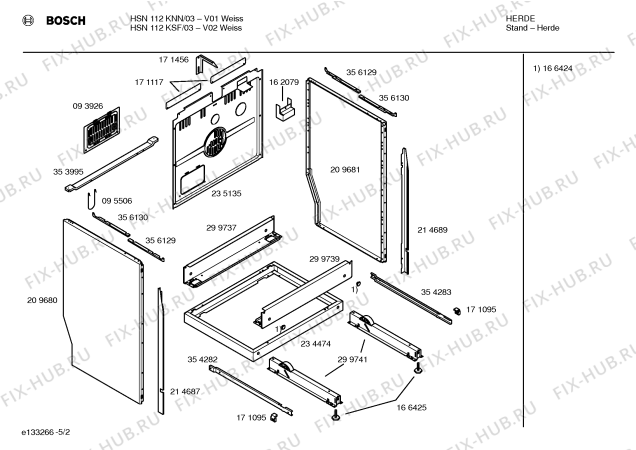 Схема №1 HSN112KSF с изображением Инструкция по эксплуатации для плиты (духовки) Bosch 00524560