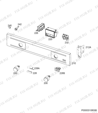 Взрыв-схема плиты (духовки) Aeg BP321361FM - Схема узла Command panel 037