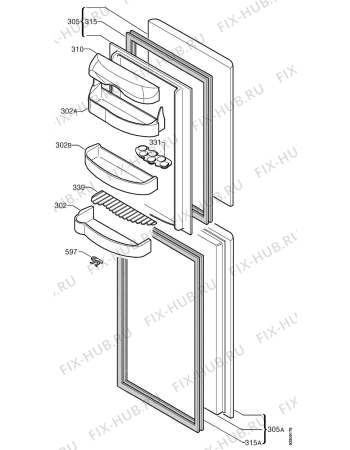 Взрыв-схема холодильника Zanussi ER7926B - Схема узла Door 003