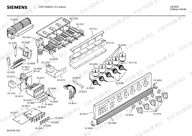 Схема №3 HR77040 с изображением Кнопка для плиты (духовки) Siemens 00059624